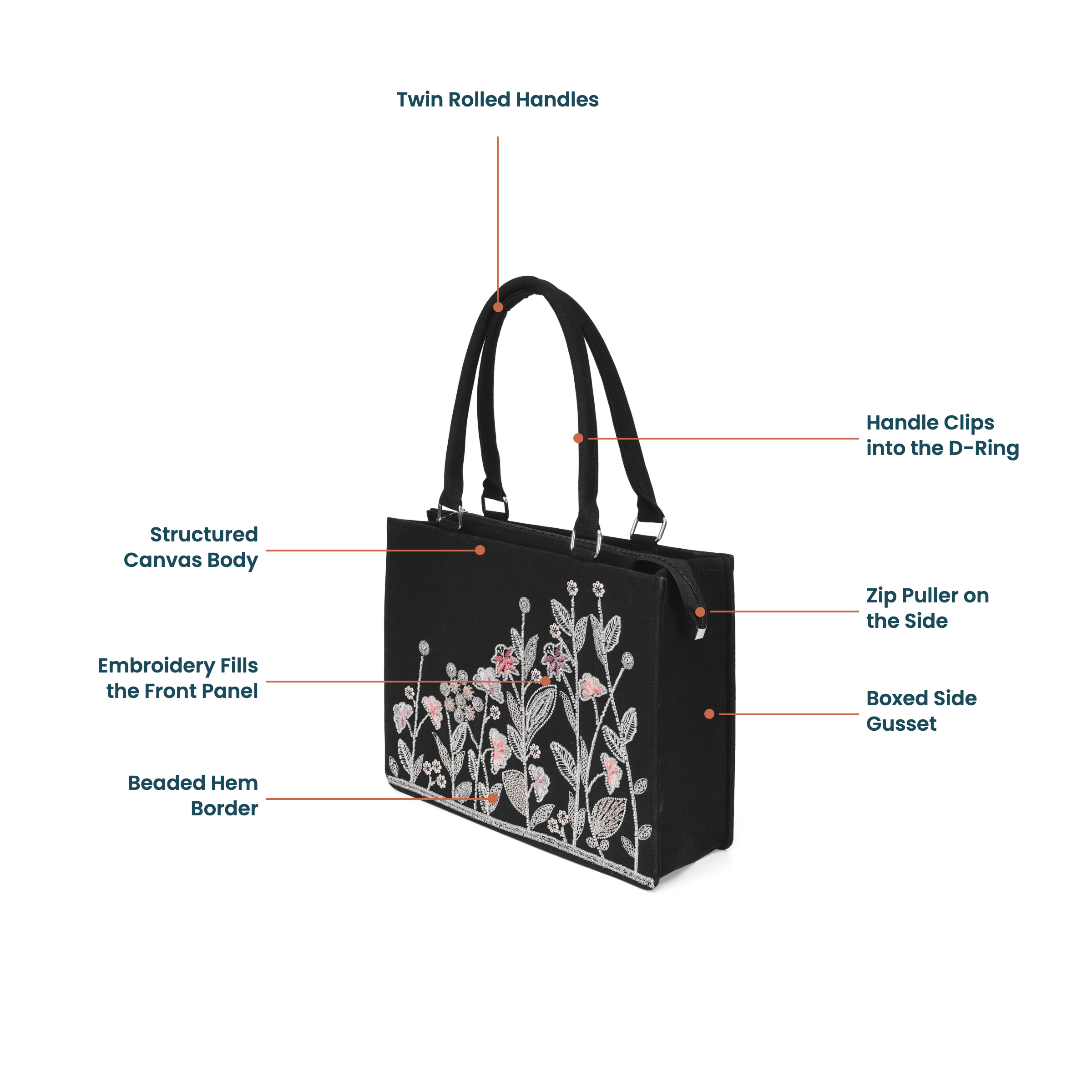 silver wildflower embroidered tote product page images selection (1) silver wildflower embroidered tote product page images selection (1)