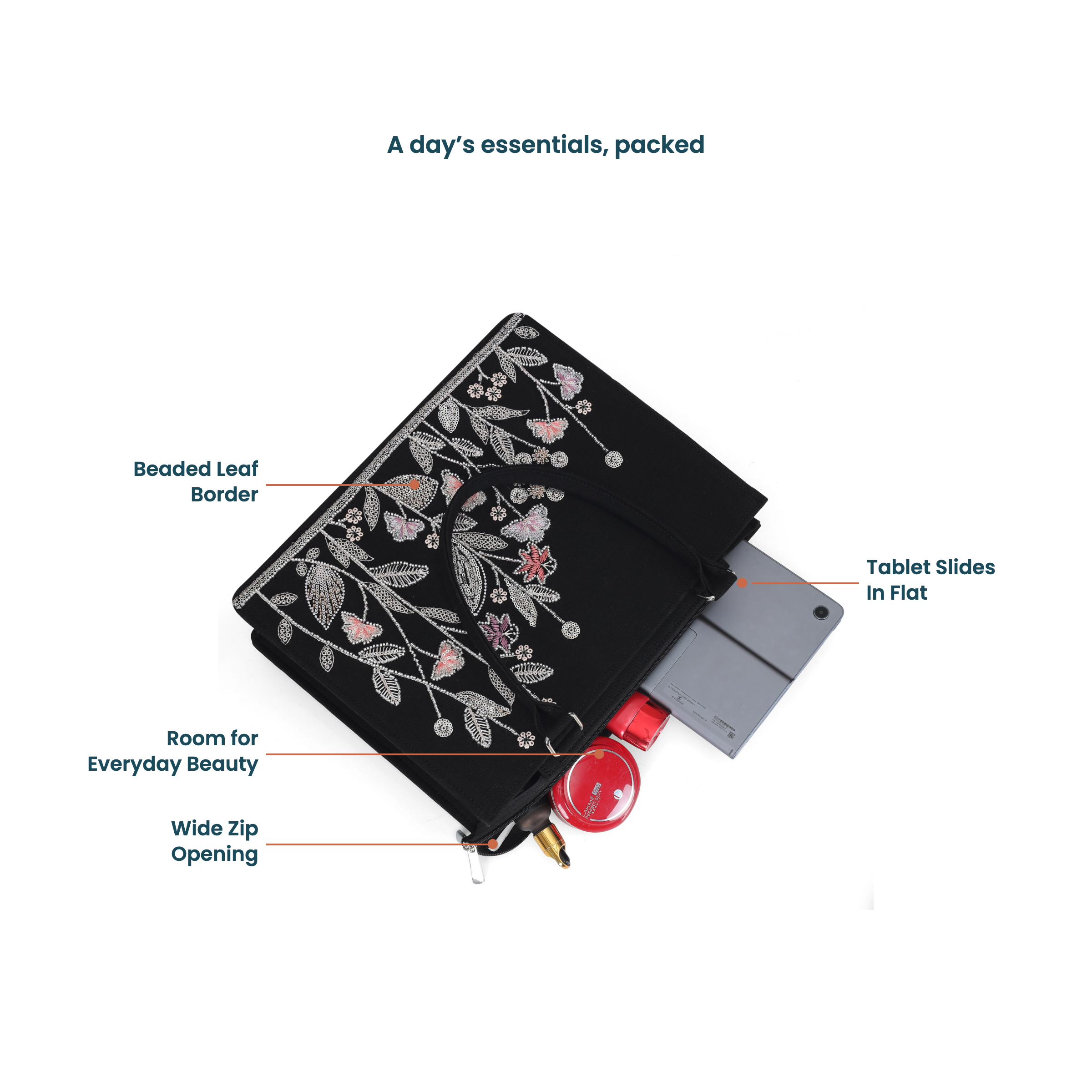 silver wildflower embroidered tote product page images selection (5) silver wildflower embroidered tote product page images selection (5)