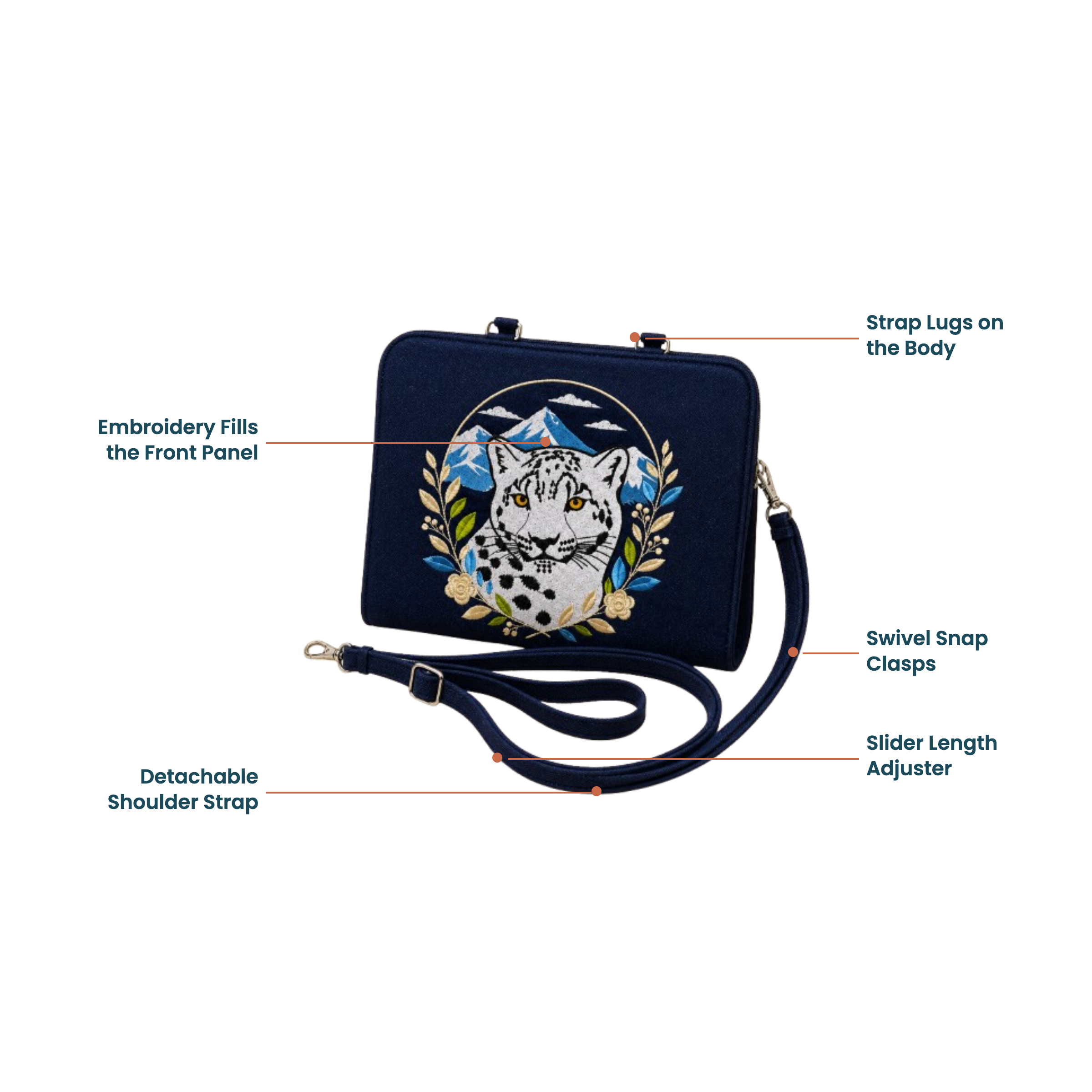 snow leopard embroidered bag product page images selection (2) snow leopard embroidered bag product page images selection (2)