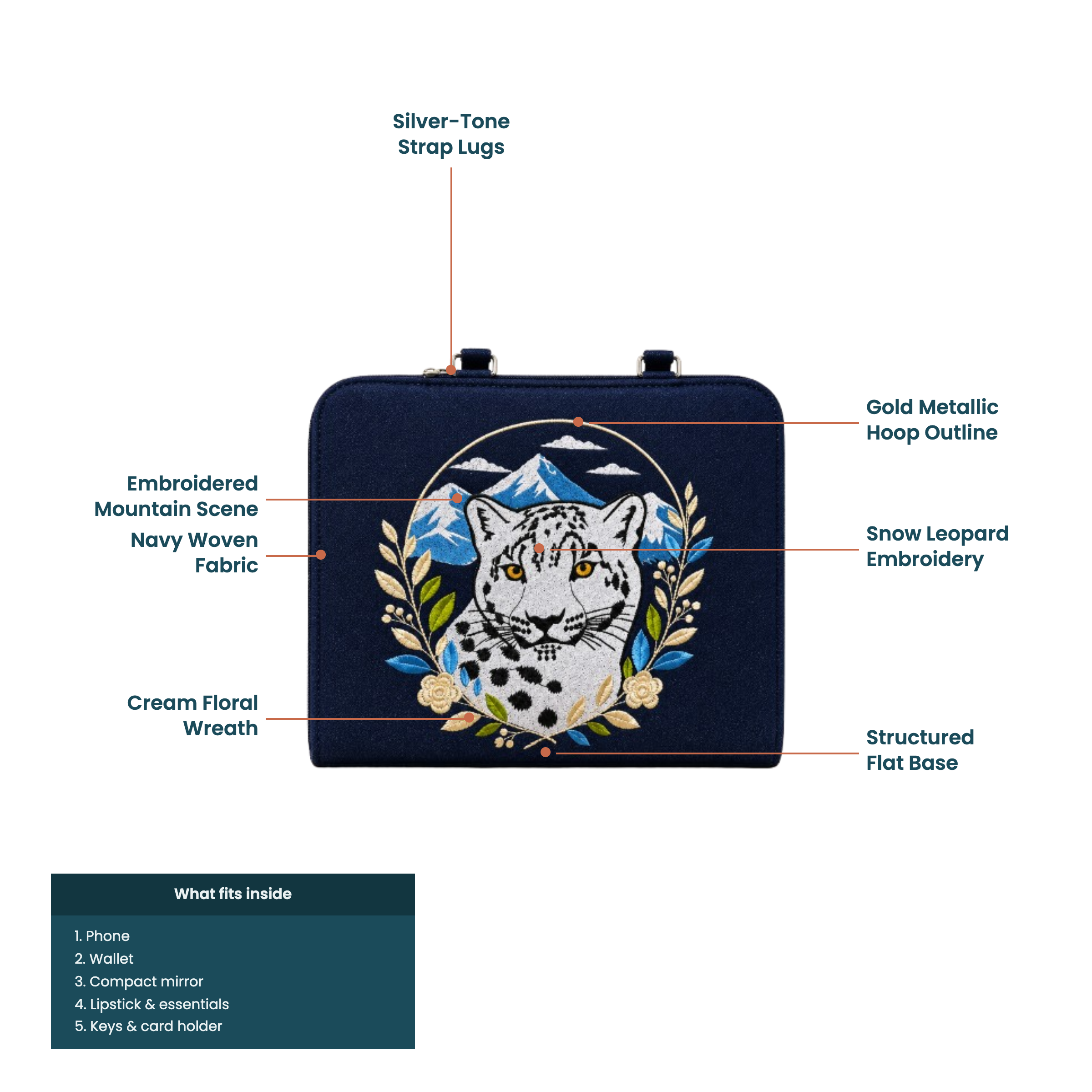 snow leopard embroidered bag product page images selection snow leopard embroidered bag product page images selection